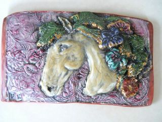 Horse Ceramic Tile Vintage Look Fantasy,  Pattern Background 7.  5 " X5 " Multicolor