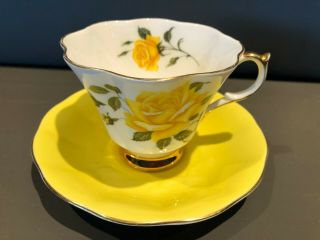 Vintage Queen Anne Yellow Rose Bone China Tea Cup & Saucer