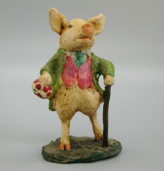 Vintage Beatrix Potter Cold Painted Metal Pigling Bland Pig Miniature Figurine