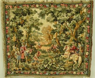Rather Plumptious Vintage French Tapestry Wall Hanging,  Stunning Hunting Scene 2