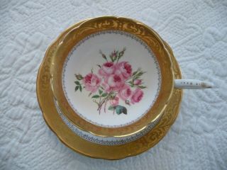 Vintage Eb Foley 1850 Bone China Tea Cup Pink Roses Teacup Floral Gold Trim