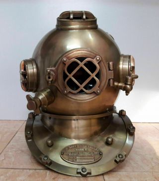 Vintage Brass Boston Diving Helmet Divers Morse Scuba Mark Deep Sea Marine Gift