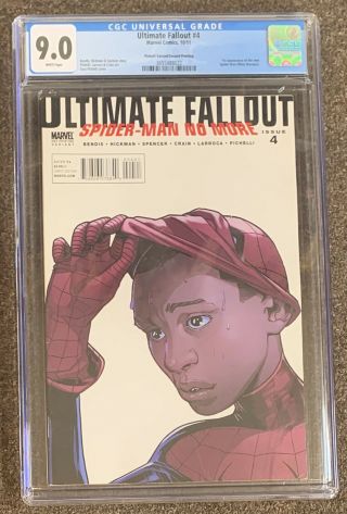 Ultimate Fallout 4 Cgc 9.  0 Marvel White Pages Miles Morales Bendis 2nd Print