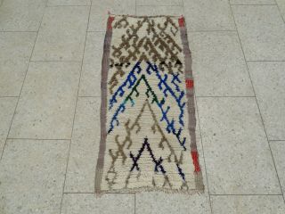 Vintage Moroccan Azilal Rug Handmade Wool Beni Ourain Carpet Berber 5 