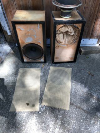 Early Pair Vintage Acoustic Research Ar - 1w Companion Woofer ? Speakers As Found