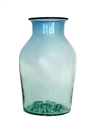 Rare Blenko Vtg Mid Century Modern Big Blue Sky Art Glass Vase Decanter Bottle