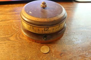 Old Unique 5 Inch Diameter Round Metal Clock Wind Up Type Maker Unknown 3