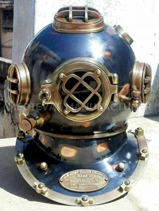 Vintage Brass Scuba Diving Helmet Navy Mark V Antique Morse Marine Divers Helmet