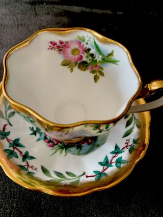 Queen Anne Heavy Gold Flowers Bone China Teacup & Saucer England Vintage Tea Cup 3