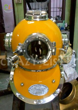 Vintage Yellow Morse Diving Helmet US Navy mark V Scuba Deep Sea Marine Helmet 2