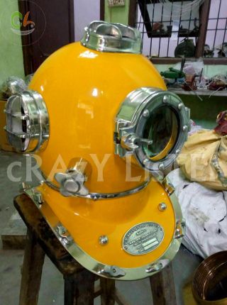 Vintage Yellow Morse Diving Helmet US Navy mark V Scuba Deep Sea Marine Helmet 3