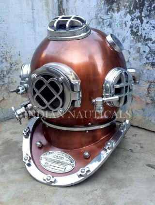 Antique Boston Vintage 18 " Divers Helmet Diving Us Navy Mark V Deep Sea Scuba