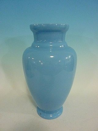Antique Victorian Bristol Glass Opaline Blue Enameled Floral Painting Vase 3