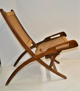 Vintage 60s Hans Wegner Style Folding Rope Lounge Patio Chair Mid Century Modern