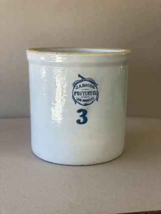 Rare Vintage JA Bauer Pottery 3 Gallon Stoneware California Pottery Crock 2