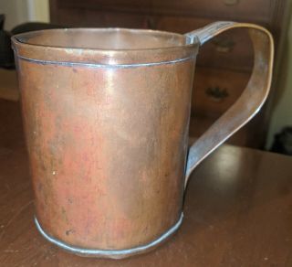 Antique American Copper Mug Tankard Strap Handle 19th Century