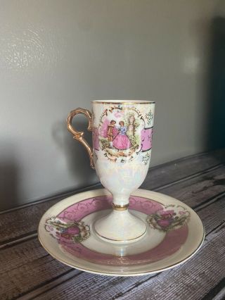 Antique Royal Vienna Pedestal Tea Cup & Saucer