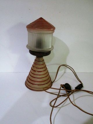 Vintage Striped Pink Cranberry Red Depression Glass Light House Desk Lamp