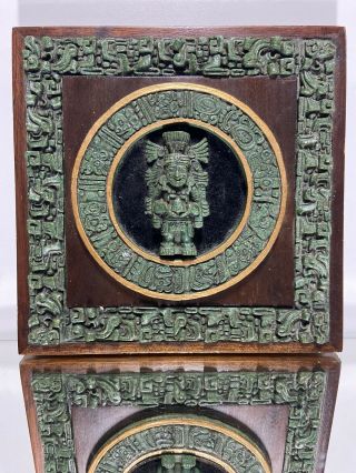 Vtg.  Zarebski Mexican Aztec Mayan Ancient God Rare Stone Wood Plaque