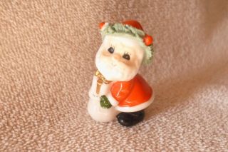 Vintage Napco Bone China Miniature Xmas Santa W/ Spaghetti Trim Figurine - Cute