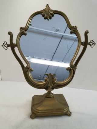 Vintage Brass Art Nouveau Style Vanity Mirror