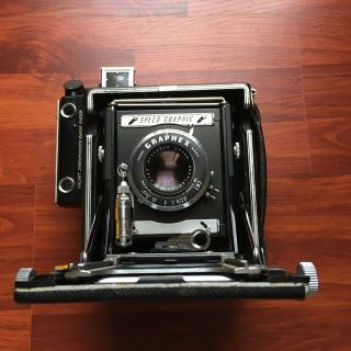 Vintage Graphex Speed Graphic Camera Graflex With Optar 135mm F/4.  7 Lens