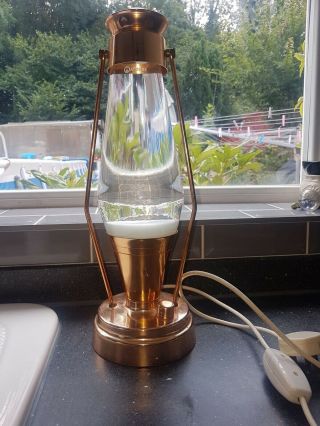 Vintage Crestworth Mathmos Copper Lantern Lava Lamp White Astro Bottle