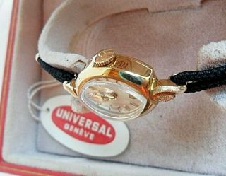 NOS Solid 10k G/F Vintage 1960 ' s Lady ' s Universal Geneve Swiss Cocktail Watch 3