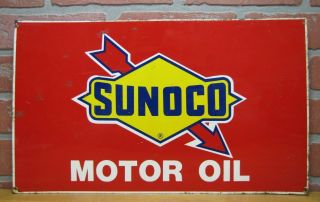 Vtg Sunoco Motor Oil Sign Gas Station Repair Shop Advertising Petroliana