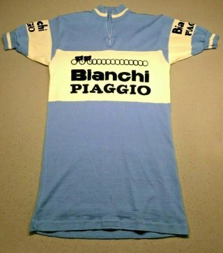 Vintage Rare Early 1980s Bianchi - Piaggio Wool Professional Cycling Team Jersey