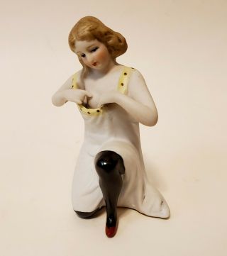 Rare Schafer Vater Germany Bisque Naughty Girl Bathing Black Stockings Figurine 2
