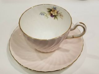 E.  B.  Foley 1850 Bone China England Pink & Floral Teacup & Saucer 1948 - 63