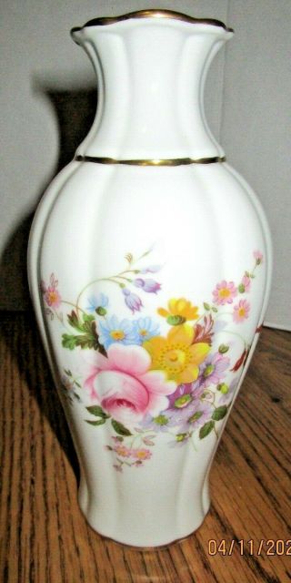 Vintage Royal Crown Derby Posies Bud Vase Floral Gold Trim England