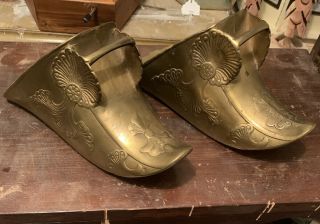 Ornate Conquistador Stirrups Pair Depose Bronze Brass Spanish