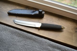 Vtg Tanto Cold Steel Ventura,  Ca Made In Japan Fixed Blade Knife & Sheath Rare