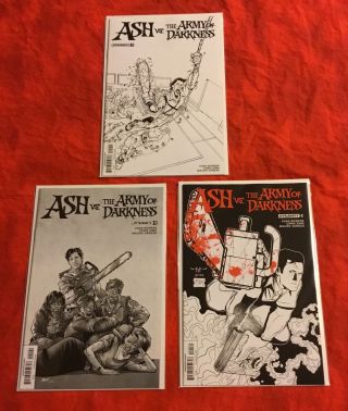 Ash Vs Army Of Darkness 2 Variant D,  E,  F B/w Sketch,  Mcfarlane Homage Set Aod