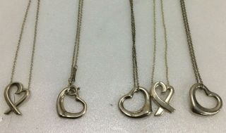 Auth Vintage Tiffany Co Sterling Silver 925 Open Loving Heart Necklace 5pc Set