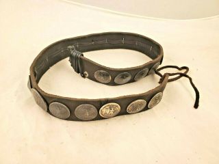 Vintage Western Hat Band,  26 " Leather Strap With 20 Quarters & 1 Walking Liberty