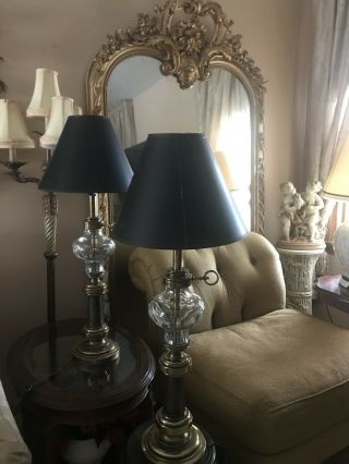 Vintage Stiffel Glass And Brass Classic Lamps 34 " H