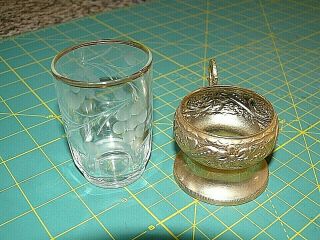 Vintage Brass Tea Cup Glass Holders With Tea Glass 3