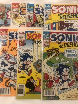 7 Vintage Sonic The Hedgehog Comics 4,  5,  6,  7,  8,  9,  10 Archie Comics 1991 3