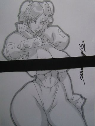 Chun Li Street Fighter Thicc Girl Sexy Busty Sketch Pinup - Daikon Art