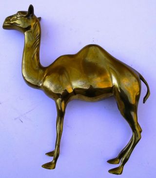 Antique Large Solid Brass Camel Figure 14 " Tall 5lbs.  1970s