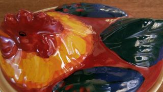 Vintage Rooster Dish with Lid by Sur La Table - Ceramic Crock - Made in Italy 3