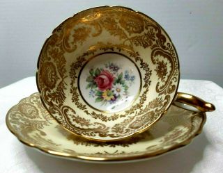 Paragon Double Warrant Flowers And Shells Footed Cup And Saucer 1939 - 1949 2