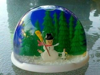 Vintage Christmas Plastic Snow Globe Snow Dome Giant Snowman Angel Trees
