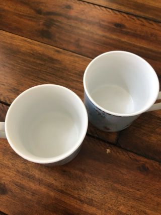 LAURA ASHLEY KALEIDOSCOPE 2 COFFEE CUPS BLUE FLORAL MULTICOLOR STRIPED RIM 2