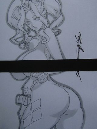 Harley Quinn Batman Joker Girl Sexy Busty Sketch Pinup - Daikon Art