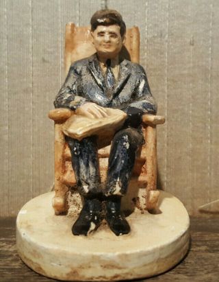 1962 President John F Kennedy Jfk Miniature Figurine In Rocking Chair Pw Baston
