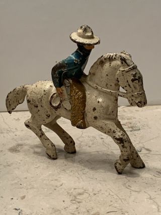 Rare Grey Iron G59 Cowboy Bandit On Horse Split Cast Vintage Figure Lead Soldier